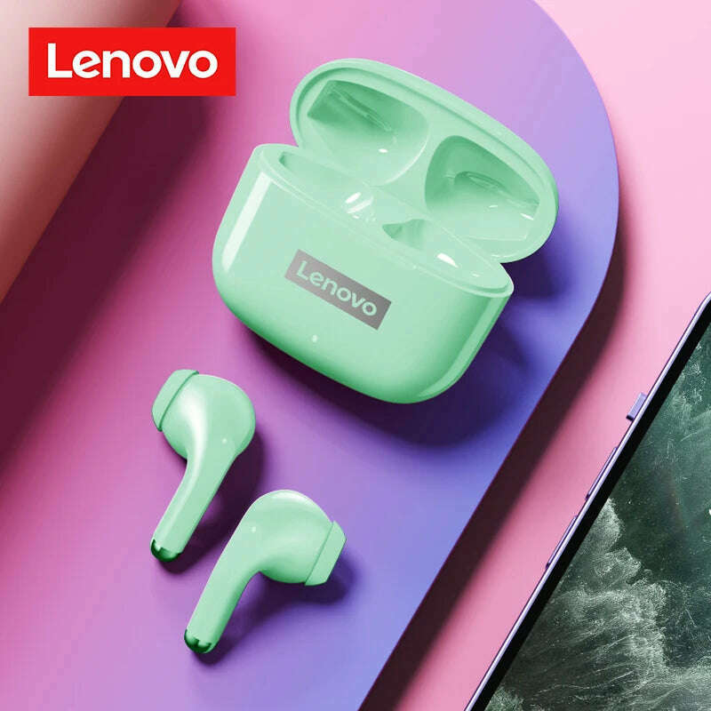 KIMLUD, Original Lenovo LP40 Pro TWS Earphones Wireless Bluetooth 5.1 Sport Noise Reduction Headphones Touch Control 250mAH 2022 New, Green, KIMLUD APPAREL - Womens Clothes