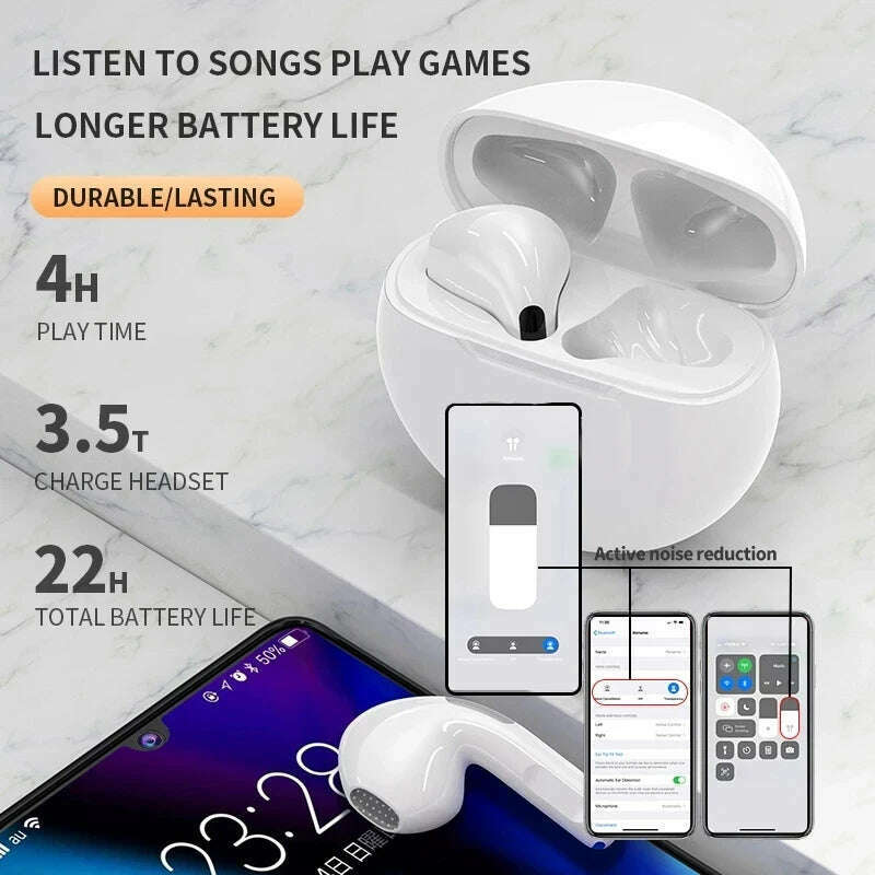 KIMLUD, Original Pro 6 TWS Wireless Bluetooth Earphones Headphones Mini Fone Earphone Stereo Sport Headset For Xiaomi Android Earbuds, KIMLUD Womens Clothes