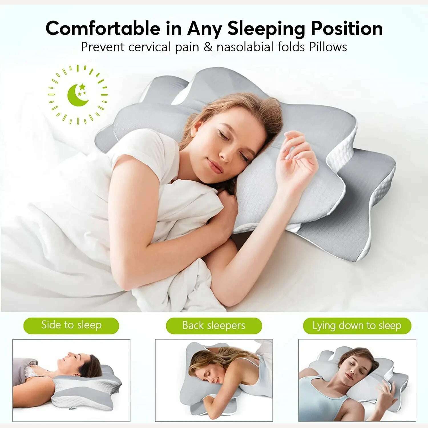 Orthopedic Memory Foam Cervical Pillow Ergonomic Orthopedic Neck Pain Pillow for Side Back Stomach Sleeper Remedial Pillows - KIMLUD