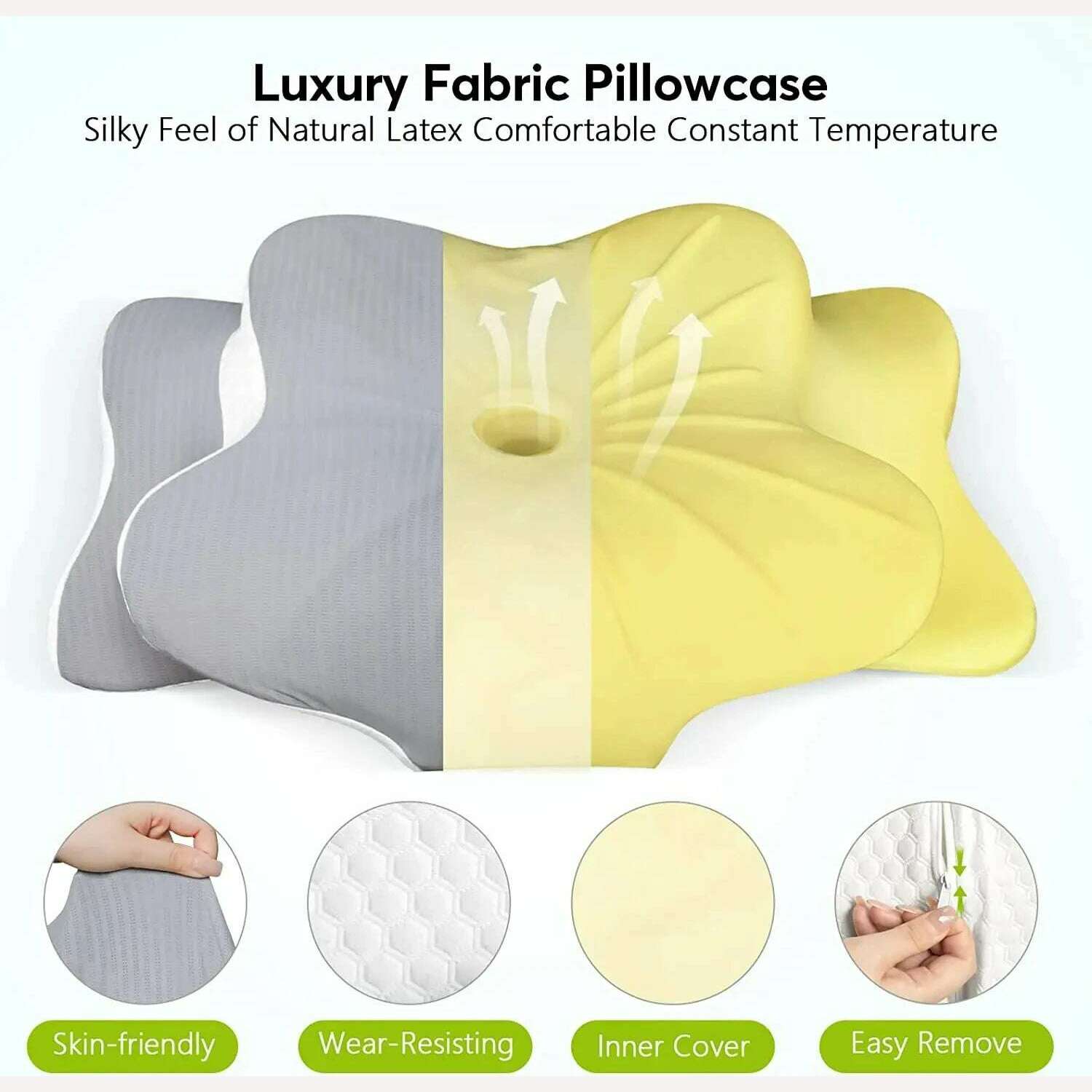 KIMLUD, Orthopedic Memory Foam Cervical Pillow Ergonomic Orthopedic Neck Pain Pillow for Side Back Stomach Sleeper Remedial Pillows, KIMLUD Womens Clothes