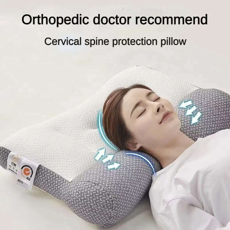 Orthopedic Reverse Traction Pillow, Protects Cervical Vertebra and Helps Sleep Single Neck, Can Be Machine Washable, 48x74cm - KIMLUD