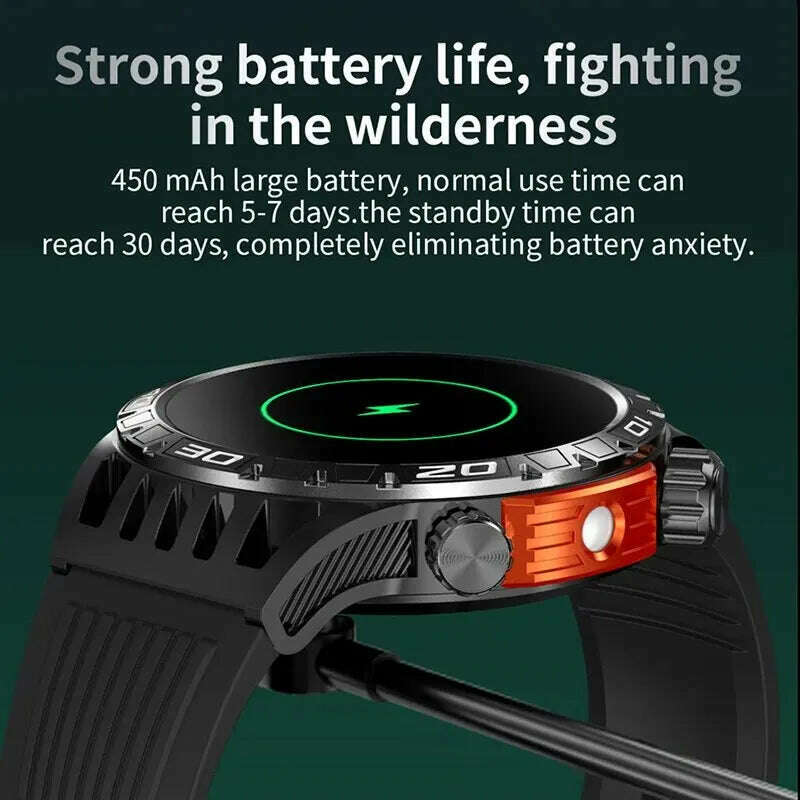 KIMLUD, Outdoor Compass Smart Watch Men LED Flashlight Heart Rate Blood Pressure Health Monitoring Watches Bluetooth Call Smartwatch Man, KIMLUD Womens Clothes