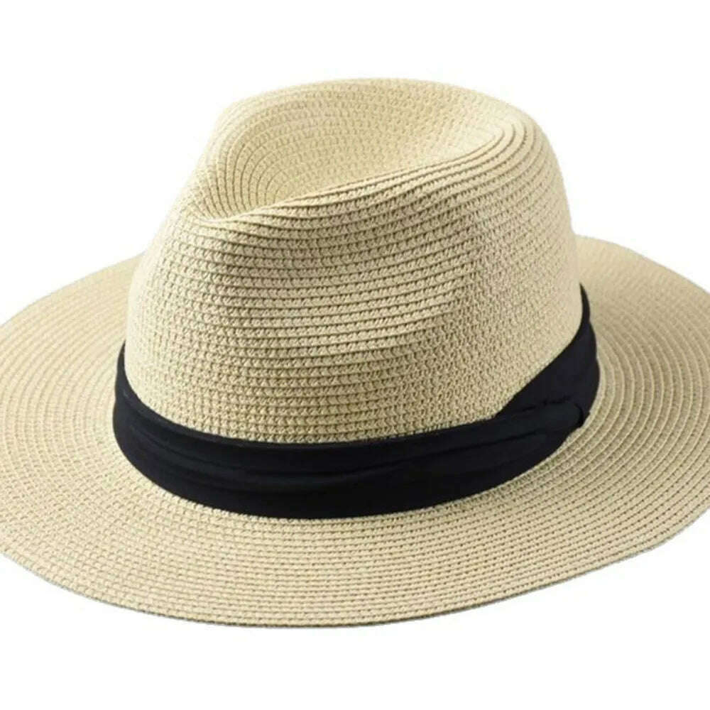 KIMLUD, Over Size Straw Sun Hat for Men Big Head 62cm Panama Hats Male Outdoor Fishing Beach Foldable Jazz Top Hat Sunscreen Visor Hat, KIMLUD Womens Clothes