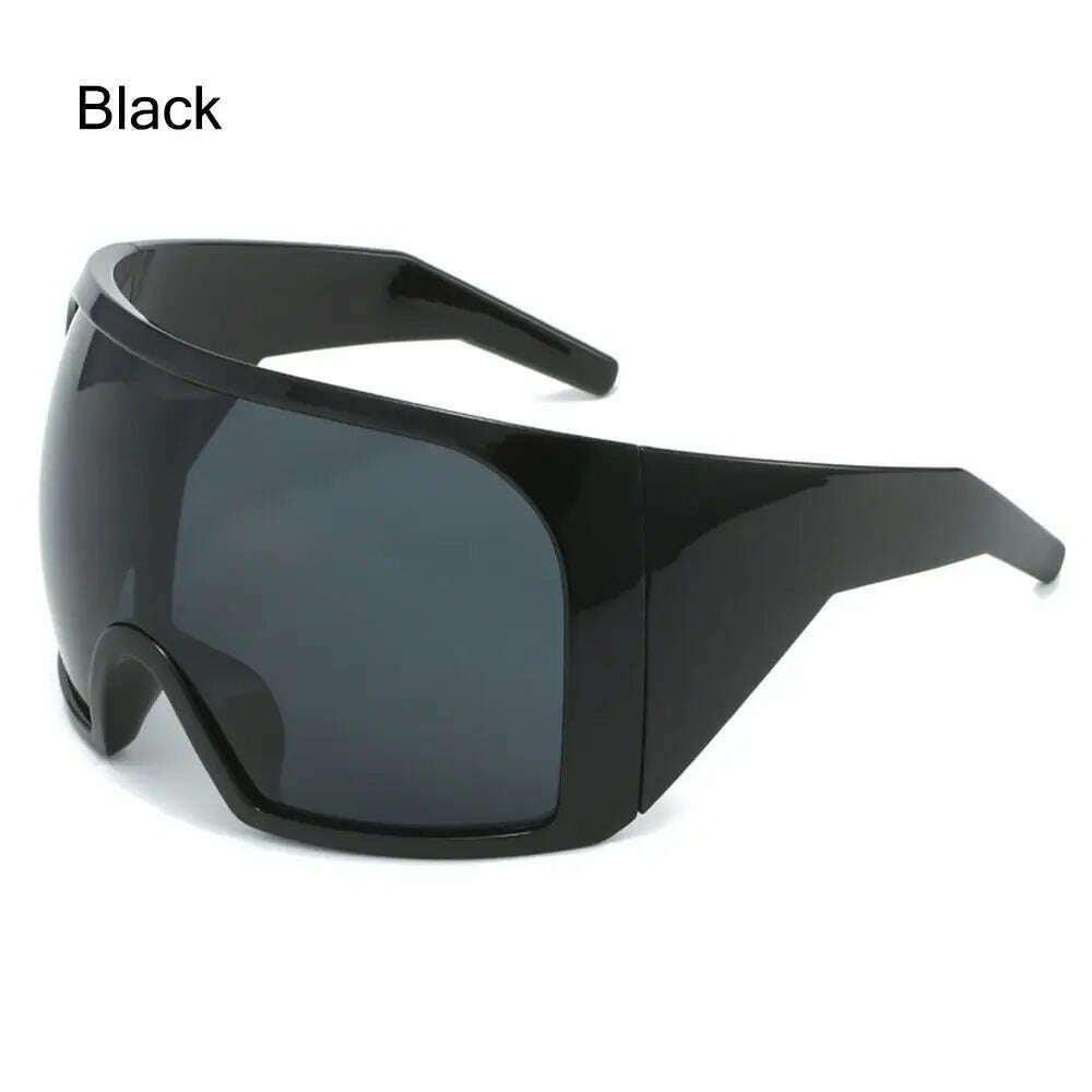 KIMLUD, Oversize Fashion Y2k Wrap Around Sunglasses For Men Women Big Frame Black Shades Luxury Brand Design Punk Sun Glasses One Piece, Black, KIMLUD Womens Clothes