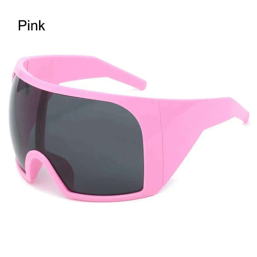 KIMLUD, Oversize Fashion Y2k Wrap Around Sunglasses For Men Women Big Frame Black Shades Luxury Brand Design Punk Sun Glasses One Piece, Pink, KIMLUD Womens Clothes