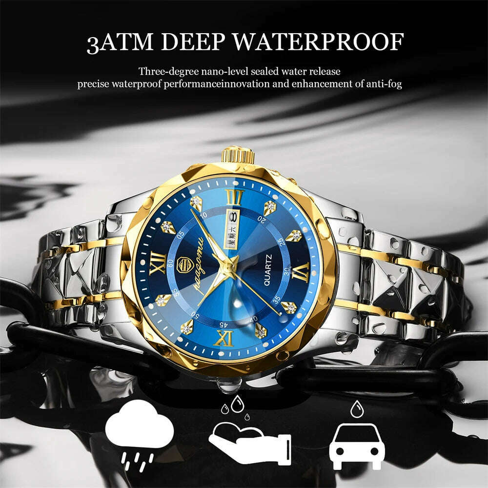 KIMLUD, PAAZOMU Luxury Men Watches Business Top Brand Man Wristwatch Waterproof Luminous Date Week Quartz Men's Watch High Quality+Box, KIMLUD Womens Clothes