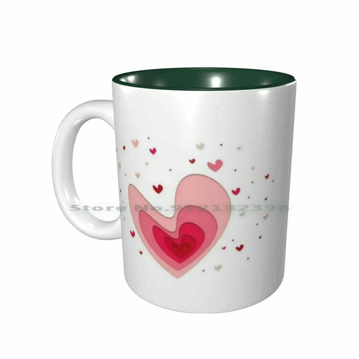 KIMLUD, Papercut-Hearts Ceramic Mugs Coffee Cups Milk Tea Mug Heart Hearts Papercut Pink Red Love Mother Day Saint Valentin Romantic, Inside Forest Mug / One Size, KIMLUD APPAREL - Womens Clothes