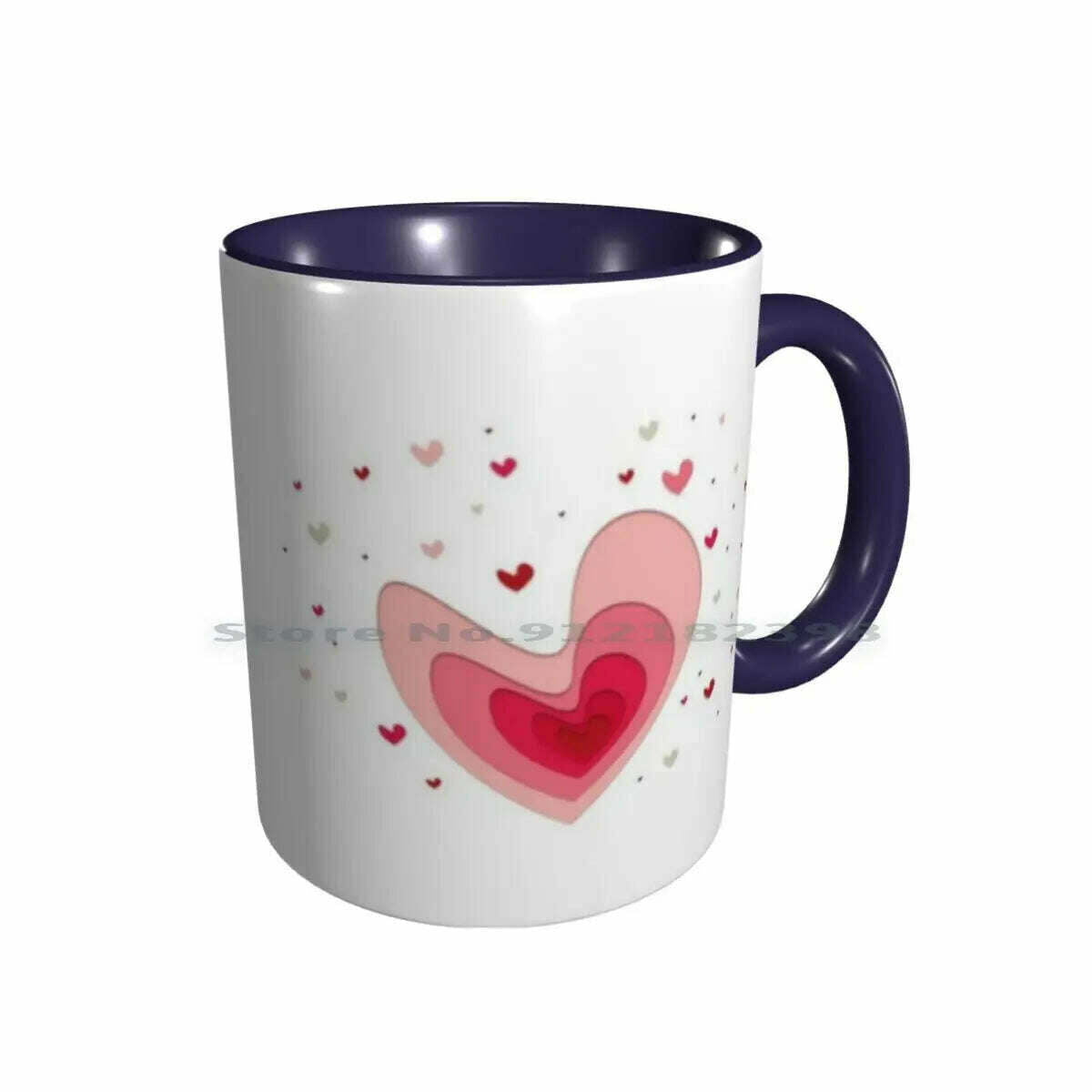 KIMLUD, Papercut-Hearts Ceramic Mugs Coffee Cups Milk Tea Mug Heart Hearts Papercut Pink Red Love Mother Day Saint Valentin Romantic, Double Navy Mug / One Size, KIMLUD APPAREL - Womens Clothes