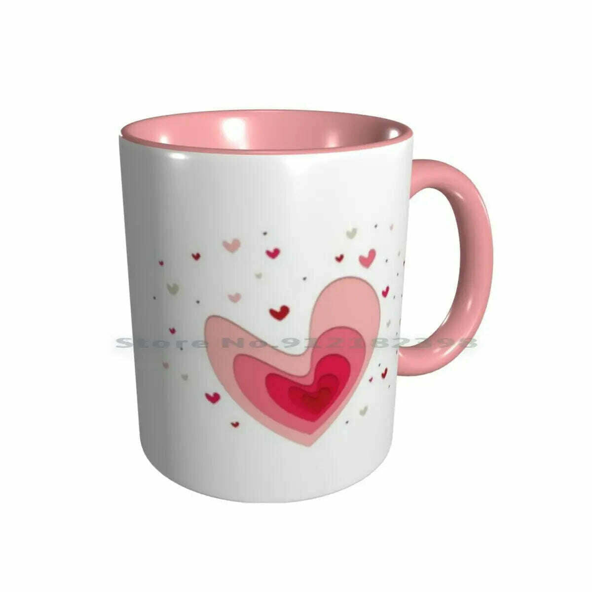 KIMLUD, Papercut-Hearts Ceramic Mugs Coffee Cups Milk Tea Mug Heart Hearts Papercut Pink Red Love Mother Day Saint Valentin Romantic, Double Pink Mug / One Size, KIMLUD APPAREL - Womens Clothes