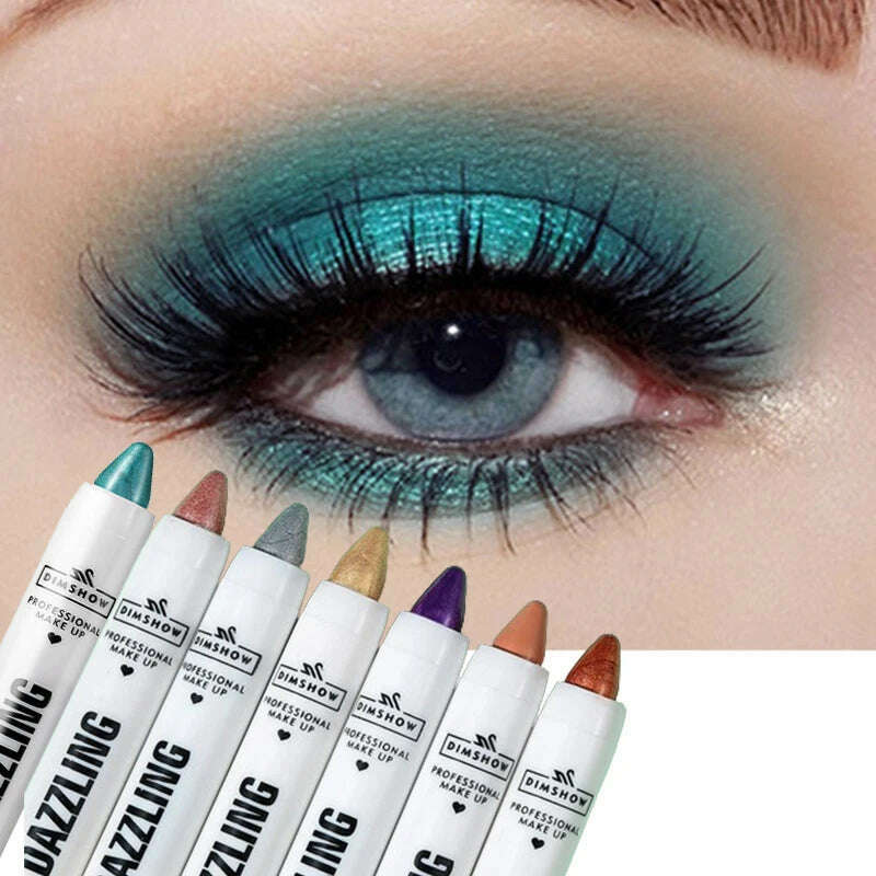 KIMLUD, Pearlescent Eyeshadow Pencil 12 Colors Lasting Glitter Shimmer Eye Pigment Highlighter Blue Purple Eyeliner Stick Makeup Tool, KIMLUD Womens Clothes