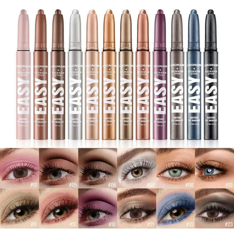 Pearlescent Eyeshadow Pencil Glitter Silkworm Liner Pen Highlighter Shimmer Lasting Matte Eye Shadow Stick Eyes Makeup Cosmetics - KIMLUD