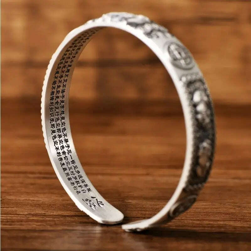 KIMLUD, Personality Trendy Silver Color Vintage Elephant Stamp Bangle & Bracelets For Women Female Gifts, KIMLUD Womens Clothes