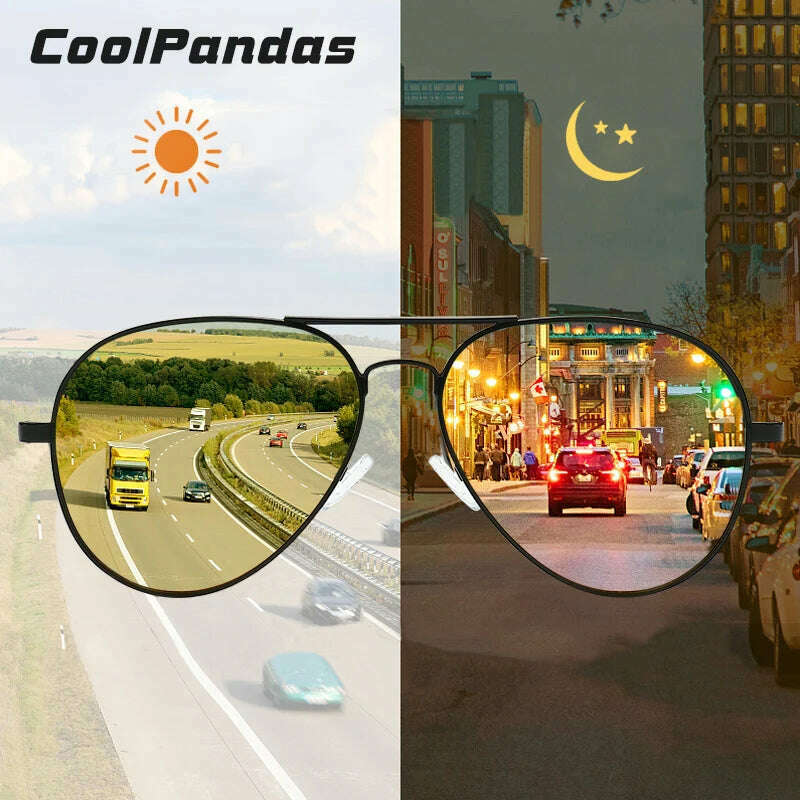 KIMLUD, Photochromic Sunglasses Men Polarized Aviation Day Night Vision Glasses for Driving Women Anti-UV Goggle oculos de sol masculino, KIMLUD Womens Clothes