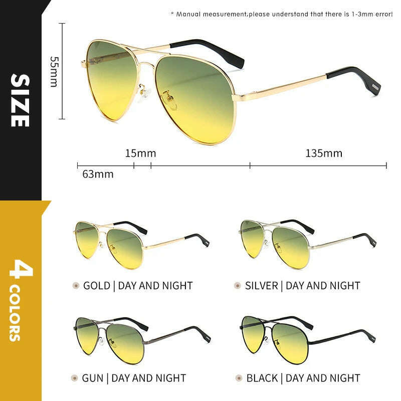 KIMLUD, Photochromic Sunglasses Men Polarized Aviation Day Night Vision Glasses for Driving Women Anti-UV Goggle oculos de sol masculino, KIMLUD Womens Clothes
