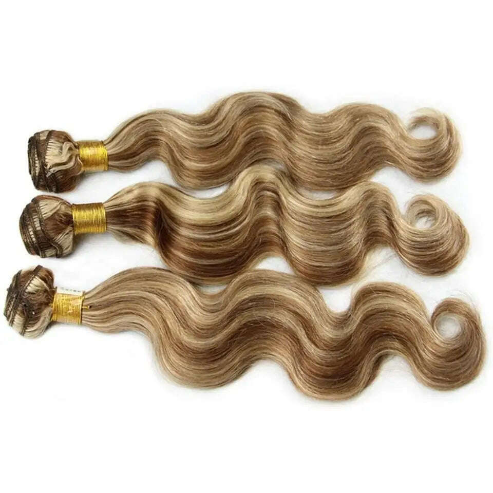 KIMLUD, Piano Color P4/613 Highlight Bundles And 4X4 Closure Remy Body Wave Ash Blonde Colored Human Hair Weave With Highlights 3, KIMLUD Womens Clothes