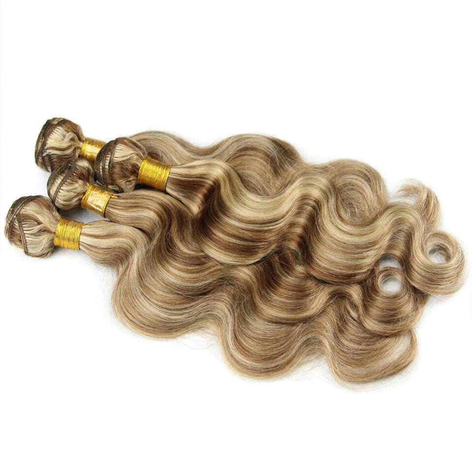 Piano Color P4/613 Highlight Bundles And 4X4 Closure Remy Body Wave Ash Blonde Colored Human Hair Weave With Highlights 3 - KIMLUD