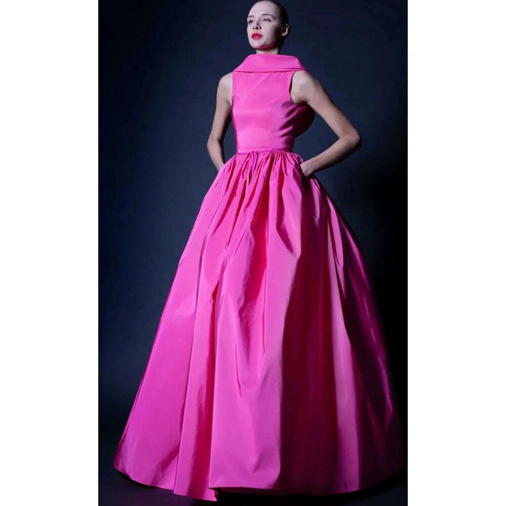 Pink Evening Dress Sleeveless Backless Floor Length Special Occasion A-Line Casual Long Dresses Chic Prom Gown Custom-Made 2024 - KIMLUD