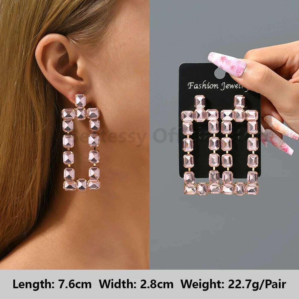 KIMLUD, Pink Luxury Crystal Drop Earrings For Women 2023 Trend Flower Petals Feather High Quality Ear Ring Party Romantic Jewelry Gifts, Light-Pink 27, KIMLUD APPAREL - Womens Clothes