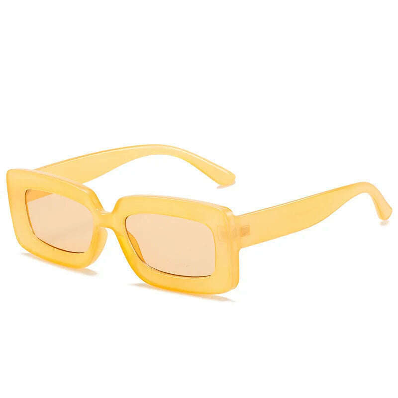 KIMLUD, Pink Purple Square Sunglasses Women Small Frame Jelly Color Sun Glasses UV400 Protection Shades Party Decoration Female Eyewear, B Yellow / As shown, KIMLUD Womens Clothes