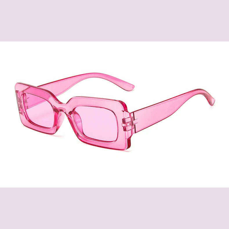 KIMLUD, Pink Purple Square Sunglasses Women Small Frame Jelly Color Sun Glasses UV400 Protection Shades Party Decoration Female Eyewear, A Rose Red / As shown, KIMLUD Womens Clothes