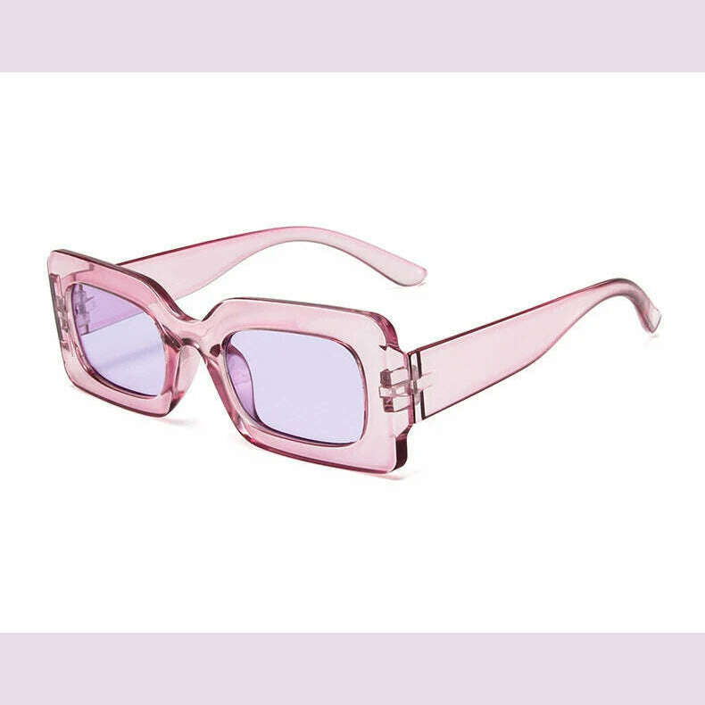 KIMLUD, Pink Purple Square Sunglasses Women Small Frame Jelly Color Sun Glasses UV400 Protection Shades Party Decoration Female Eyewear, A clear Purple / As shown, KIMLUD Womens Clothes