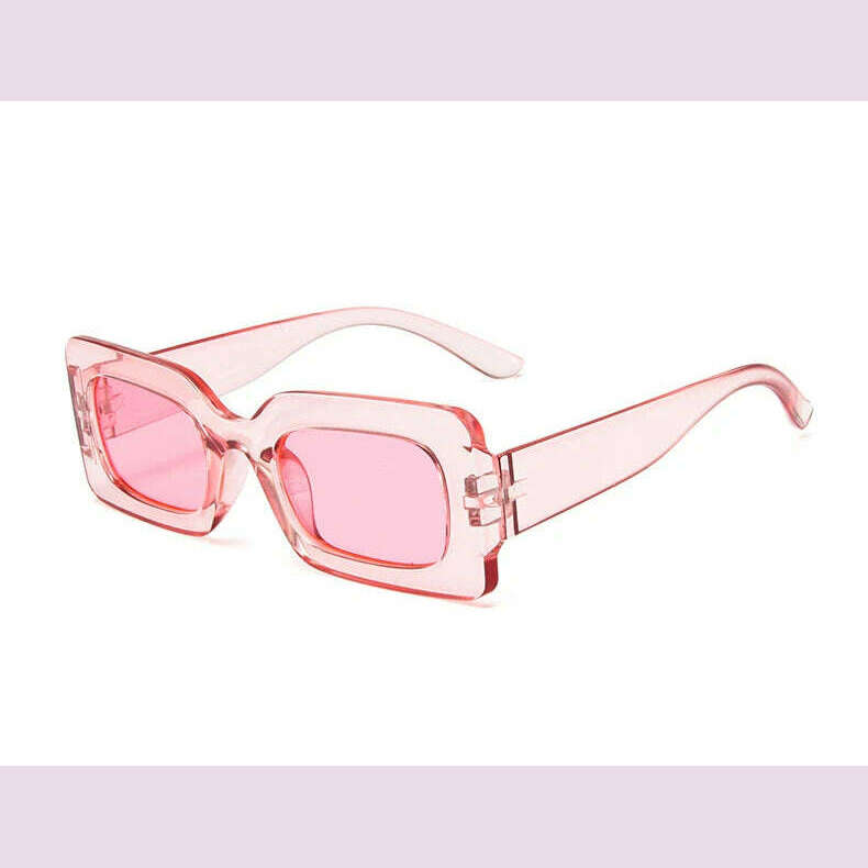 KIMLUD, Pink Purple Square Sunglasses Women Small Frame Jelly Color Sun Glasses UV400 Protection Shades Party Decoration Female Eyewear, A clear Pink / As shown, KIMLUD Womens Clothes