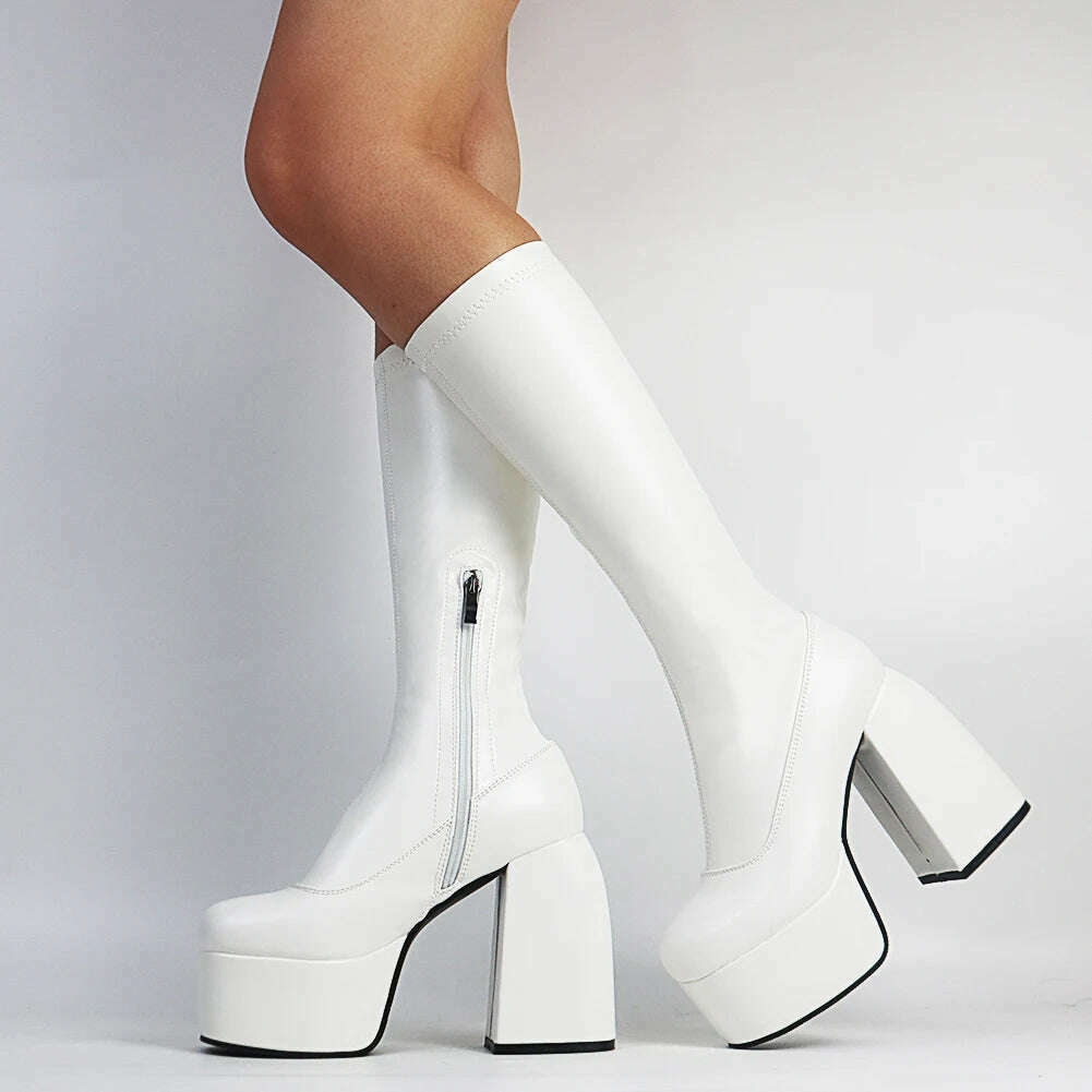 KIMLUD, Plus Size 48 Brand New Ladies Platform Thigh High Boots Fashion Thick High Heels Over The Knee Boots Women Party Shoes Woman, white / 5, KIMLUD APPAREL - Womens Clothes