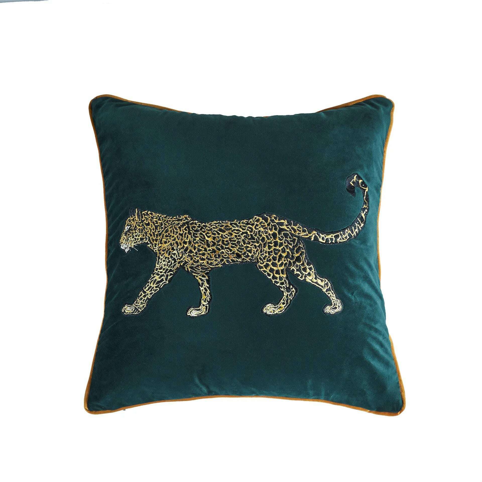 KIMLUD, Plush American Parrot Leopard Embroidered Pillowcase, Bedside Cushion Cover, Office, Car, New, A 45x45cm, KIMLUD APPAREL - Womens Clothes