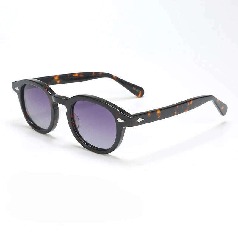 KIMLUD, Polarized Sunglasses Men Brand Lemtosh Johnny Depp Sun Glasses Lens Woman Luxury Vintage Acetate Driver's Shade, tortoise-purple / SIZE 44 with box, KIMLUD Womens Clothes