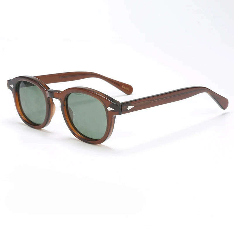 KIMLUD, Polarized Sunglasses Men Brand Lemtosh Johnny Depp Sun Glasses Lens Woman Luxury Vintage Acetate Driver's Shade, brown-green / SIZE 44 with box, KIMLUD Womens Clothes