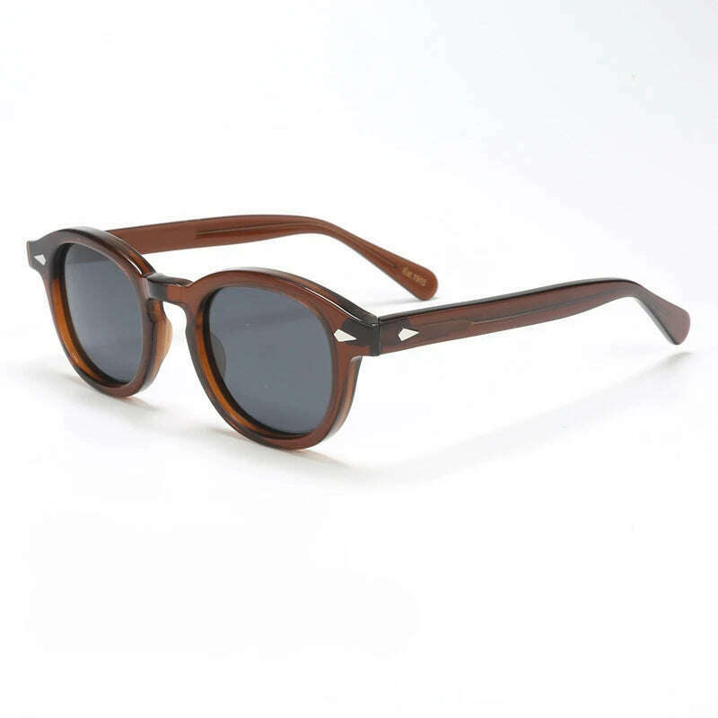 KIMLUD, Polarized Sunglasses Men Brand Lemtosh Johnny Depp Sun Glasses Lens Woman Luxury Vintage Acetate Driver's Shade, brown-gray / SIZE 49 with box, KIMLUD Womens Clothes