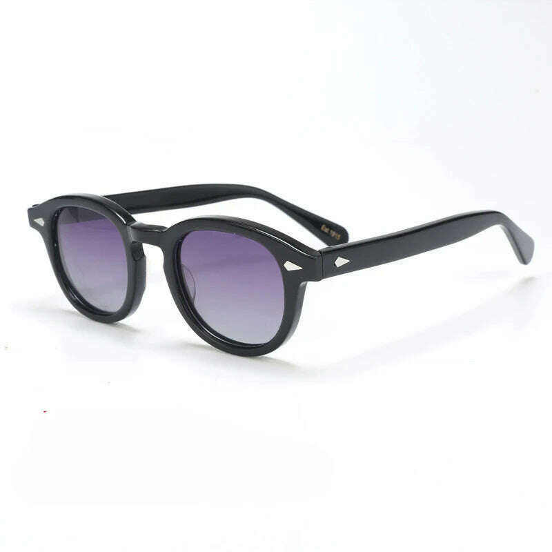 KIMLUD, Polarized Sunglasses Men Brand Lemtosh Johnny Depp Sun Glasses Lens Woman Luxury Vintage Acetate Driver's Shade, black-purple / SIZE 44 with box, KIMLUD Womens Clothes