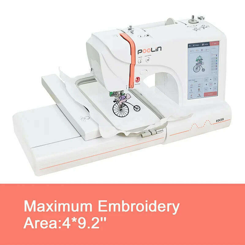 KIMLUD, POOLIN Computerized Embroidery Machine 7'' Large LCD Touchscreen, 4" x 9.2" Area For Beginner Homeuse Fully Automatic Machine, KIMLUD Womens Clothes