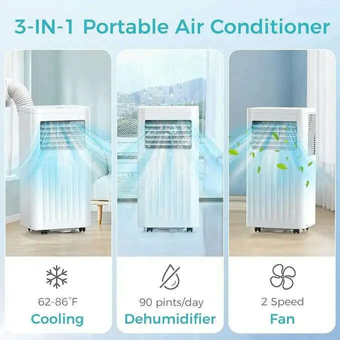 Portable Air Conditioners Cools Portable AC Unit with Remote Built-in Cool Dehumidifier Fan Sleep Modes Room Air Conditioners - KIMLUD