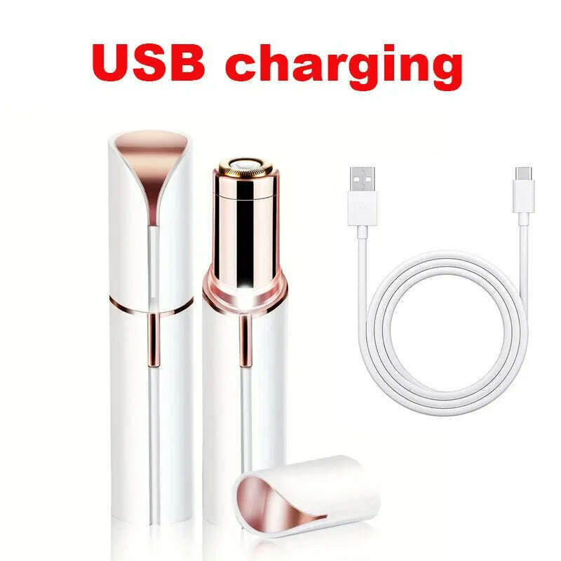 KIMLUD, Portable Lipstick Shaped Electric Hair Remover For Women Painless And Effective Facial Hair Removal Home Razor Shaver Tool, White opp bag USB, KIMLUD APPAREL - Womens Clothes