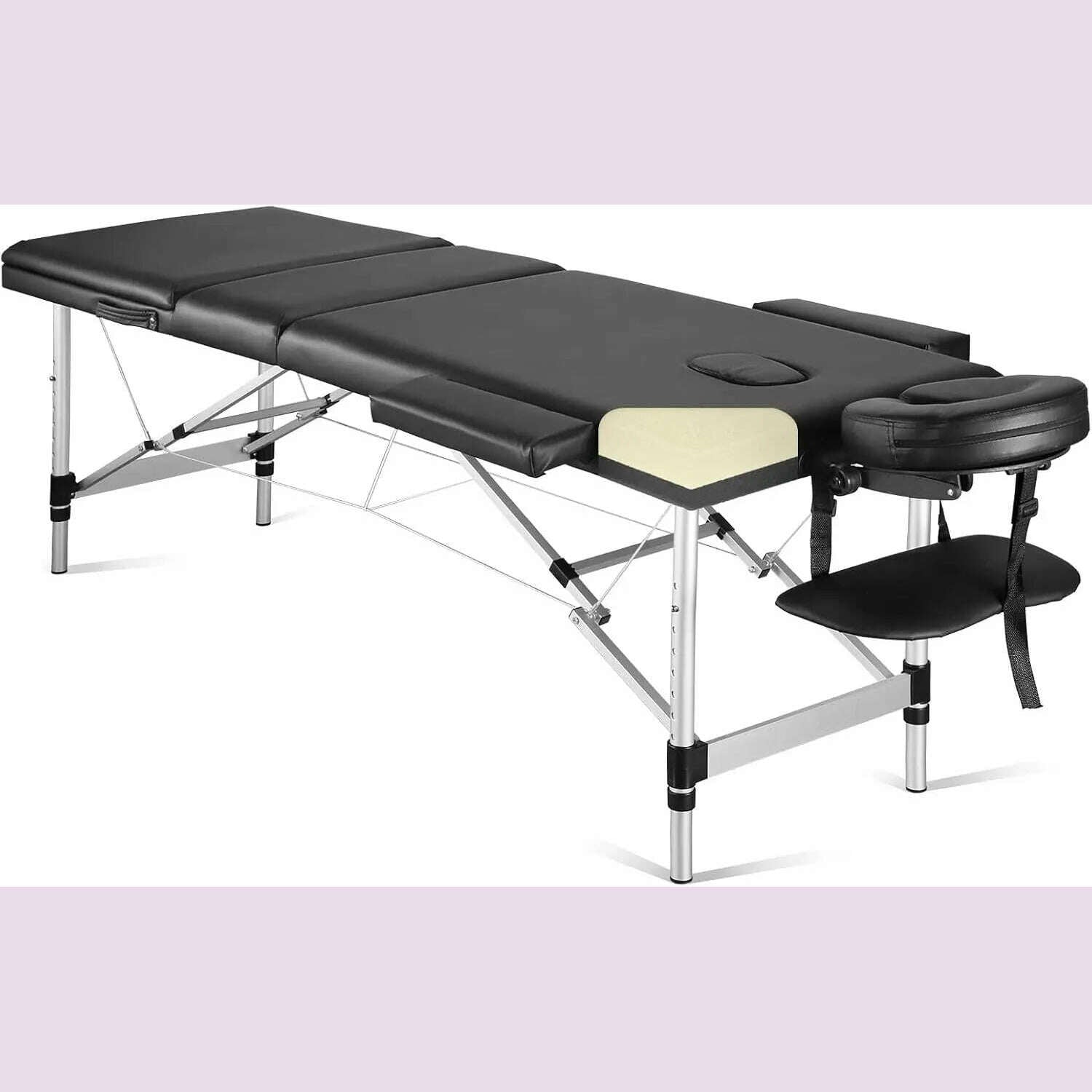 KIMLUD, Portable Massage Table 3 Fold 23.6" Wide Height Adjustable Aluminum Massage Bed with Headrest, Armrests and Carry Bag, United States, KIMLUD APPAREL - Womens Clothes