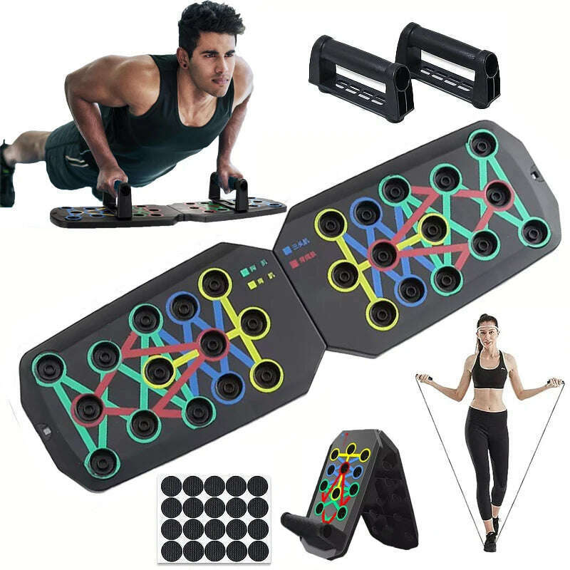 Portable Multifunctional Push-up Board Set With Handles Foldable Fitness Equipment For Chest Abdomen Arms And Back Training - KIMLUD