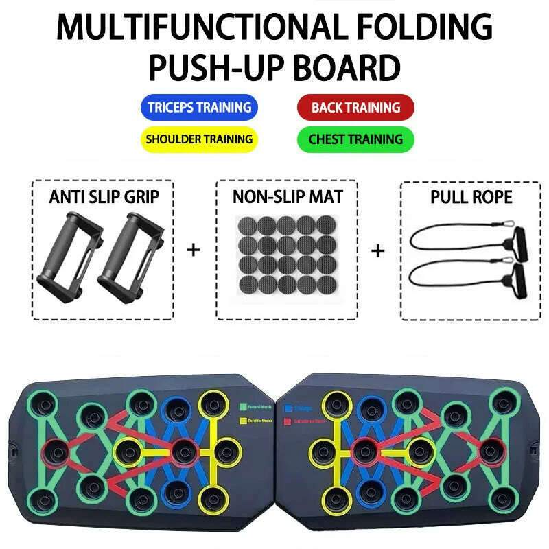 KIMLUD, Portable Multifunctional Push-up Board Set With Handles Foldable Fitness Equipment For Chest Abdomen Arms And Back Training, Board-Pull rope, KIMLUD APPAREL - Womens Clothes