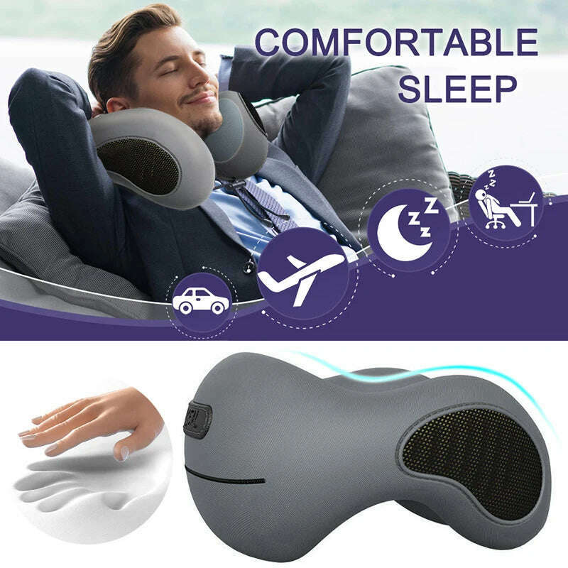 Portable U Shaped Memory Foam Neck Pillow Soft Slow Rebound Space Travel Pillow Sleeping Airplane Pillow For Travel Camping Rest - KIMLUD