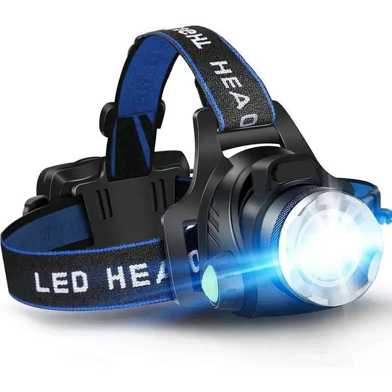 KIMLUD, Powerful LED Headlamp Rechargeable Telescopic Zoomable Headlight Outdoor Waterproof Work Head Lamp High Lumen Head Torch, KIMLUD Womens Clothes