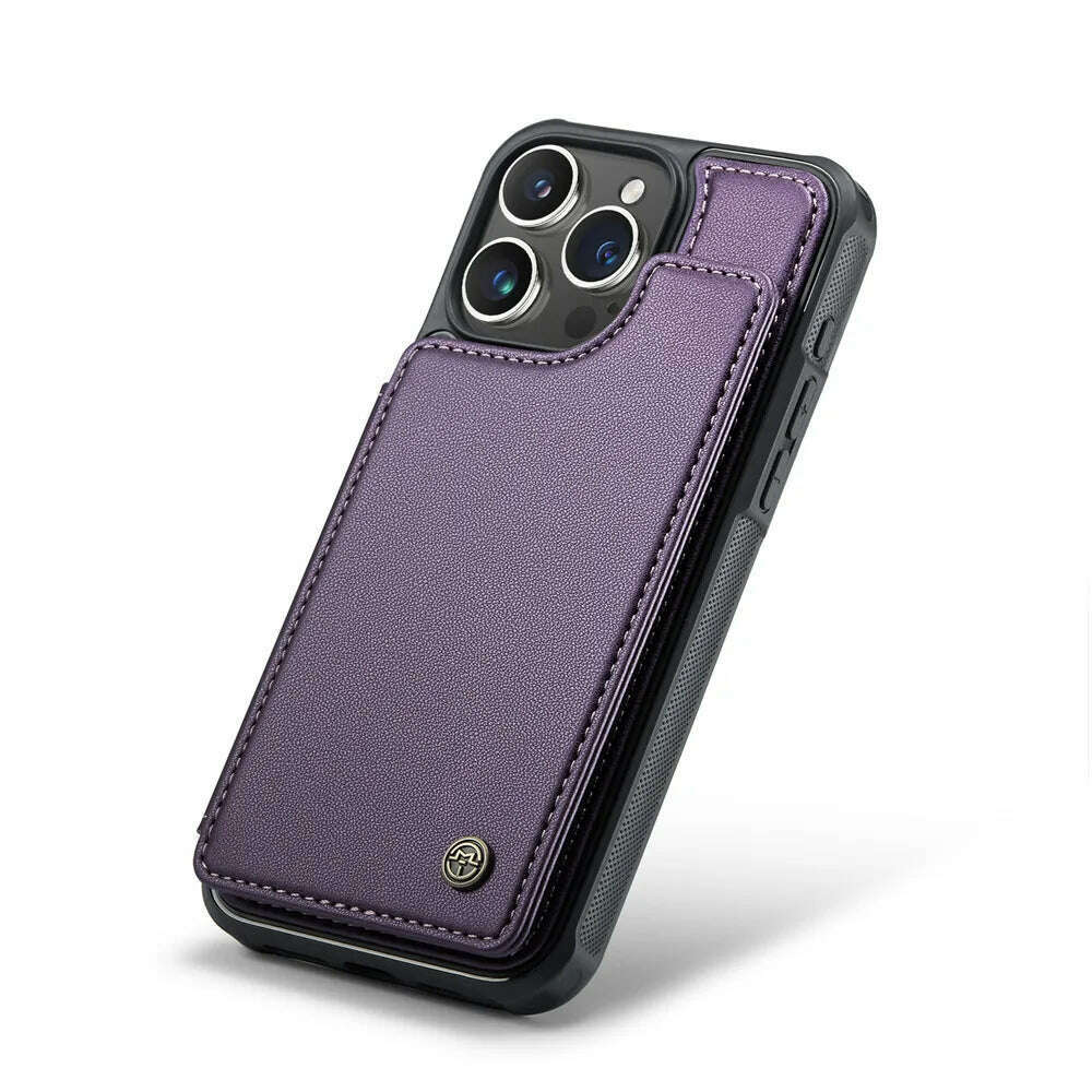 KIMLUD, Premium Pu Leather Phone Case For iPhone 15 14 promax 13 12 11 cover For Apple Iphone xr xs 6 7 8 Fashion Card Wallet Holder New, purple / for iphone11(6.1"), KIMLUD APPAREL - Womens Clothes