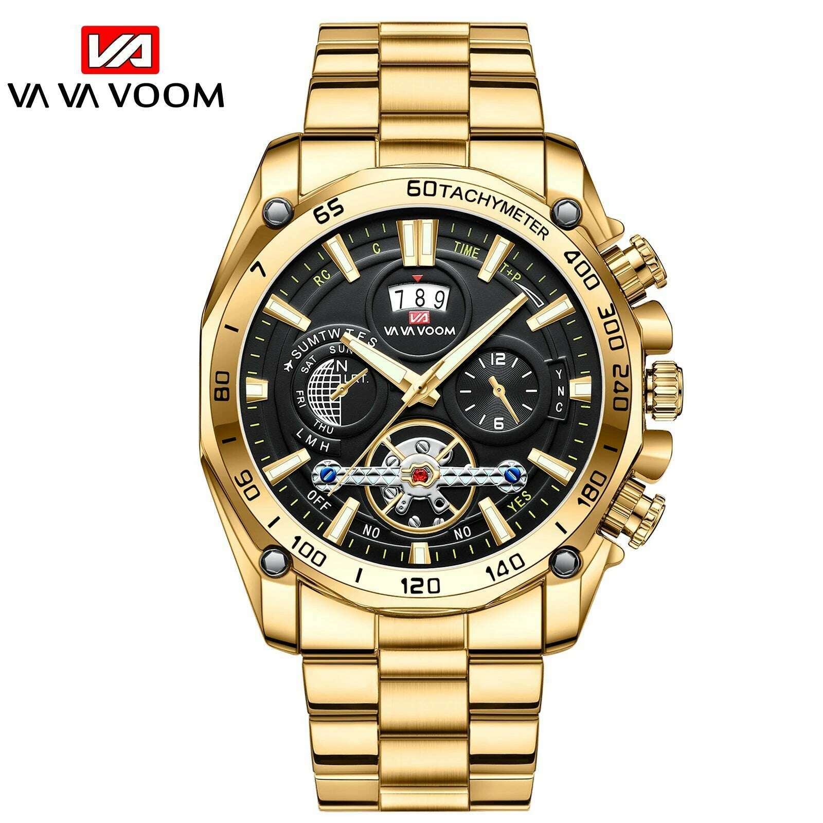 2023 New 12 O'clock Calendar Tourbillon Relogio Masculino Waterproof Sports Male Stainless Steel Strap Waterproof Watch for Men - KIMLUD