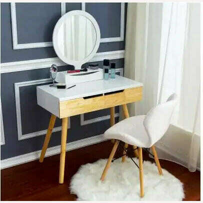 KIMLUD, European-style solid wood dresser bedroom dresser mini modern simple dressing cabinet small family makeup table multi-functional, 60cm, KIMLUD APPAREL - Womens Clothes