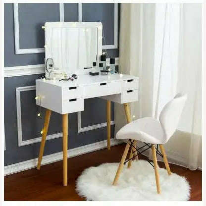 KIMLUD, European-style solid wood dresser bedroom dresser mini modern simple dressing cabinet small family makeup table multi-functional, 80cm 1, KIMLUD APPAREL - Womens Clothes