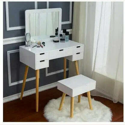 KIMLUD, European-style solid wood dresser bedroom dresser mini modern simple dressing cabinet small family makeup table multi-functional, 80cm 2, KIMLUD APPAREL - Womens Clothes