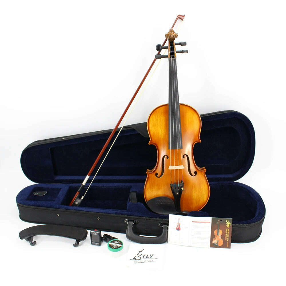 KIMLUD, TONGLING New Natural Flamed Maple Violin 4 Full Size Hand-craft Violin Stringed Musical Instrument Ebony Fitted Case Bow Rosin, KIMLUD Womens Clothes