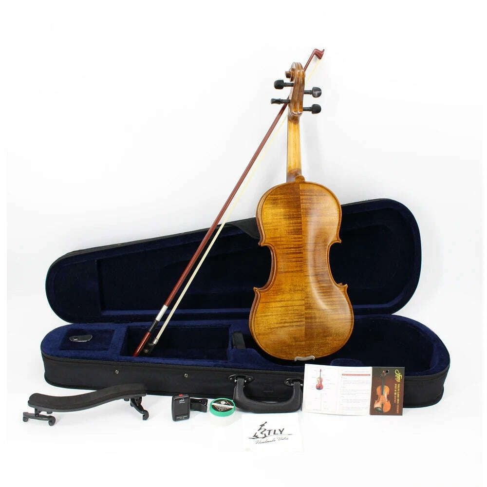 KIMLUD, TONGLING New Natural Flamed Maple Violin 4 Full Size Hand-craft Violin Stringed Musical Instrument Ebony Fitted Case Bow Rosin, KIMLUD Womens Clothes