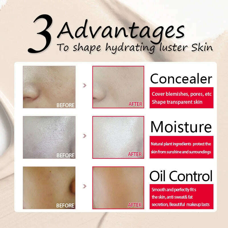 KIMLUD, Professional Face Liquid Foundation Cream Full Coverage Concealer Moisturizing Oil Control Foundation Base Brighten Face Makeup, KIMLUD Womens Clothes