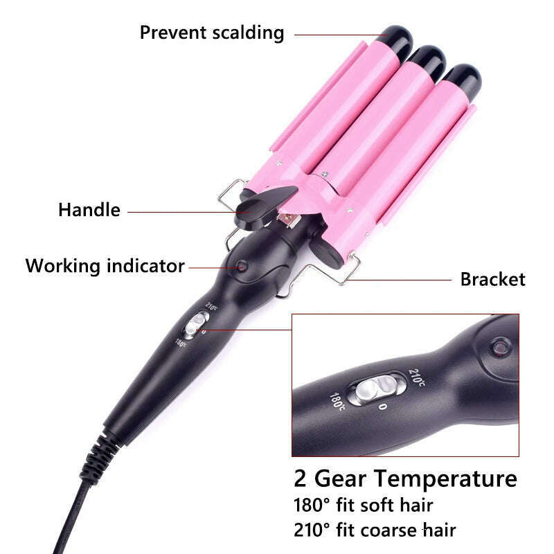 Professional Hair Curling Iron Ceramic Triple Barrel Hair Curler Irons Hair Wave Waver Styling Tools Hair Styler Wand - KIMLUD