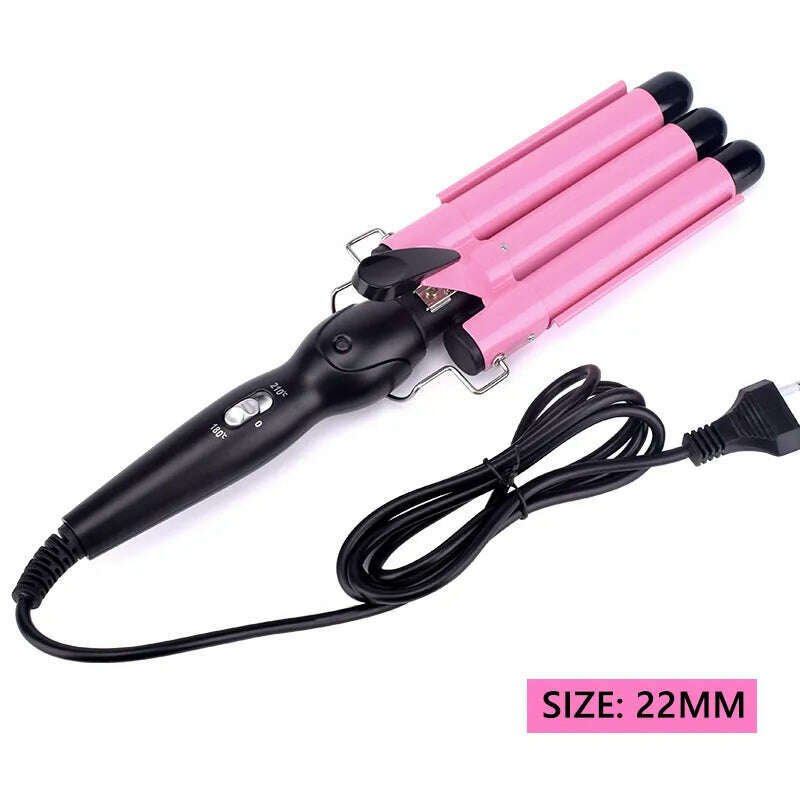 KIMLUD, Professional Hair Curling Iron Ceramic Triple Barrel Hair Curler Irons Hair Wave Waver Styling Tools Hair Styler Wand, 22mm / EU, KIMLUD APPAREL - Womens Clothes